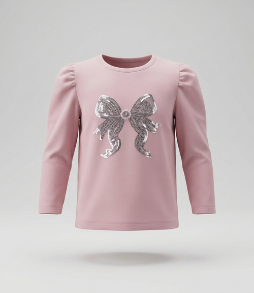 Polera bebé con lazo de lentejuelas 3 meses / Rosado