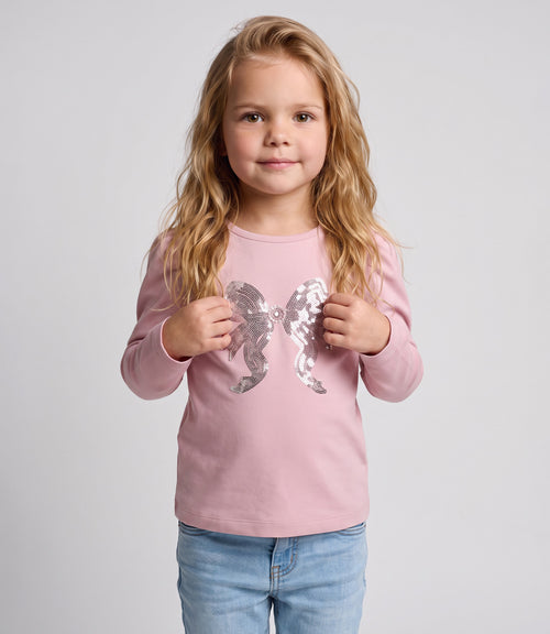 Polera bebé con lazo de lentejuelas 3 meses / Rosado