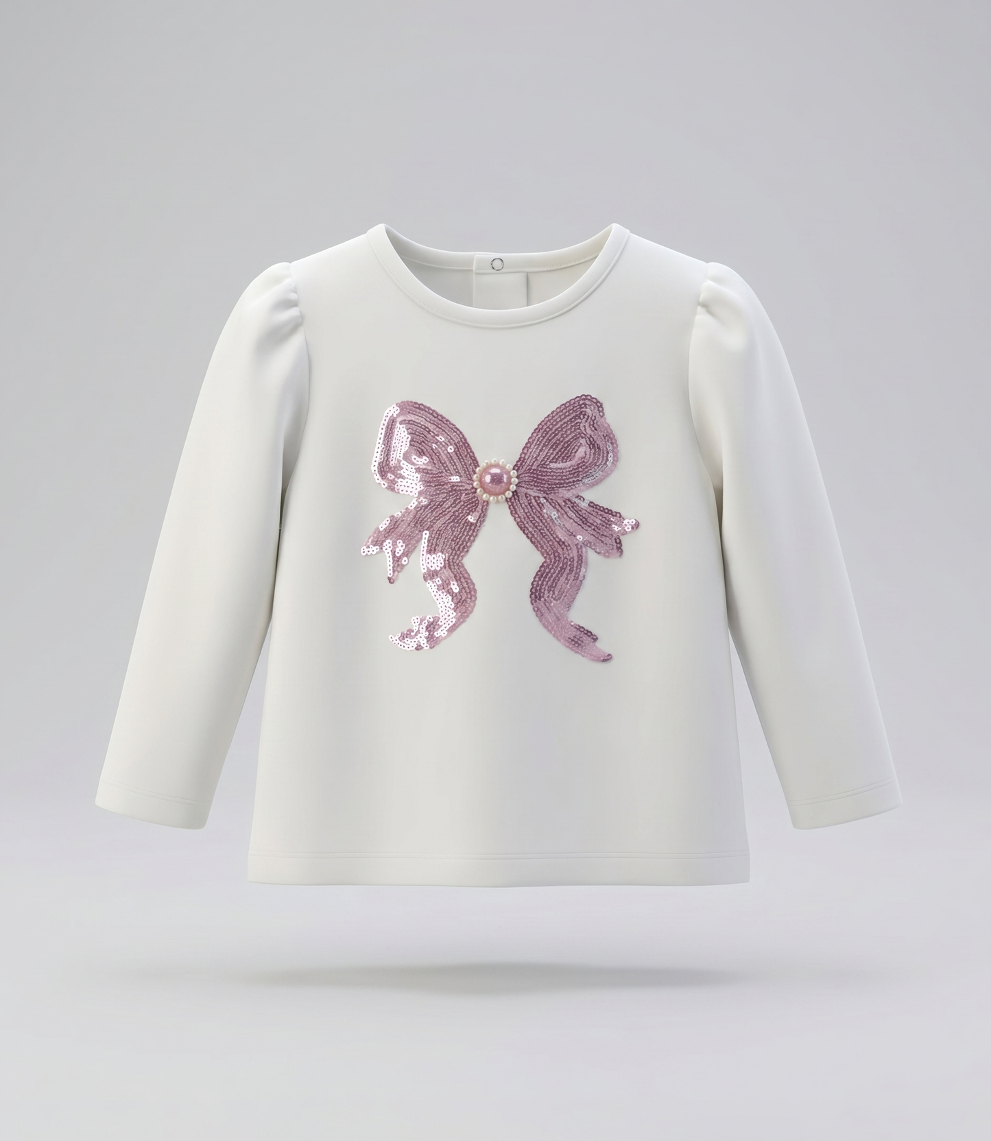 Polera bebé con lazo de lentejuelas 3 meses / Crudo