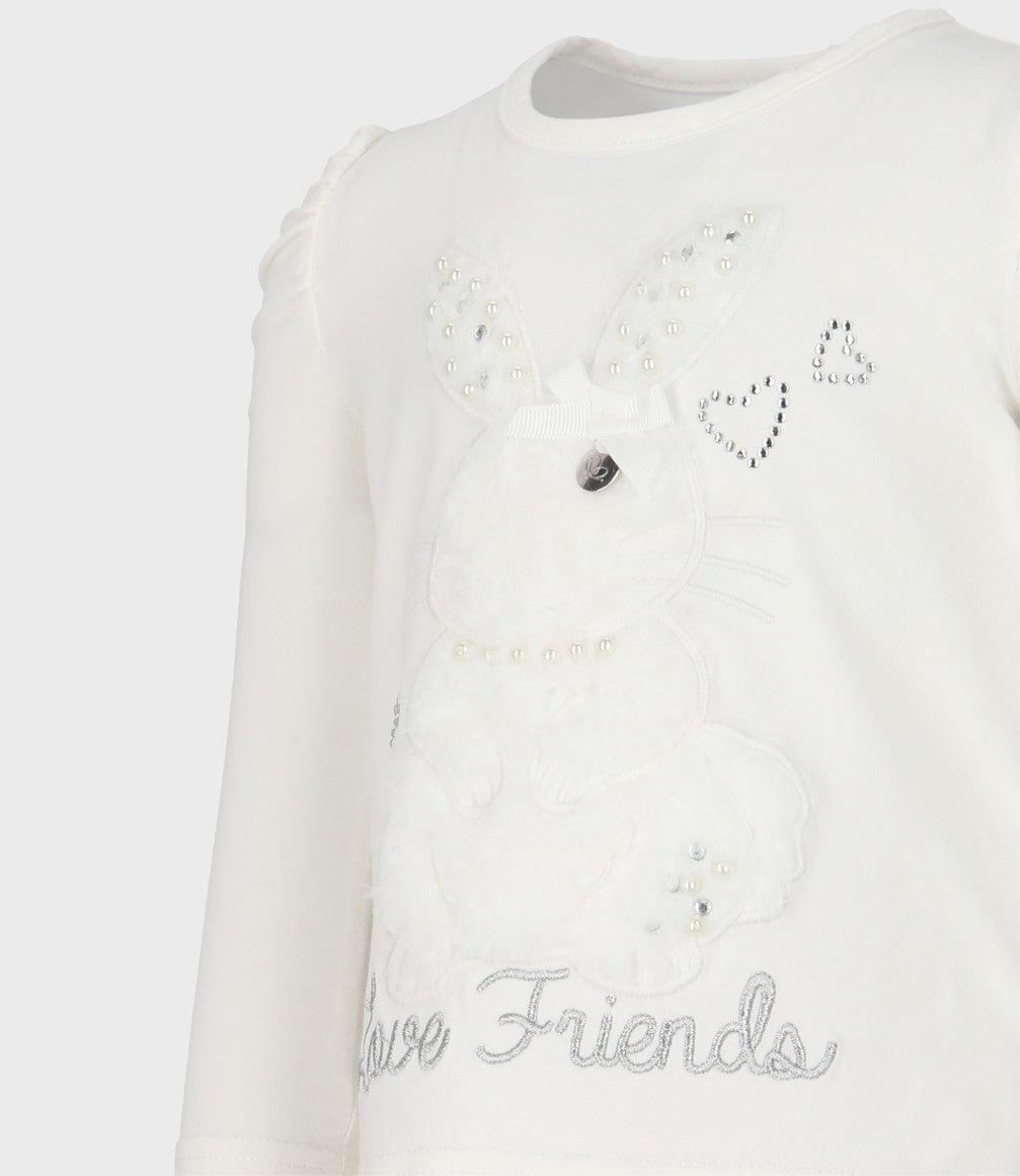 Polera bebé con conejo 3 meses / Blanco