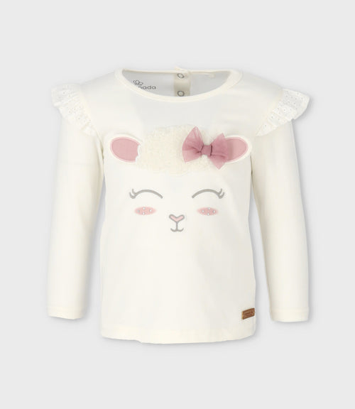 Polera bebé niña con vuelos 3 meses / Blanco