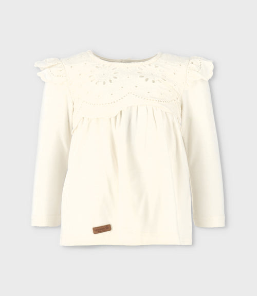 Polera bebé niña con broderie 3 meses / Blanco