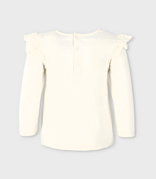 Polera bebé niña con broderie 3 meses / Blanco