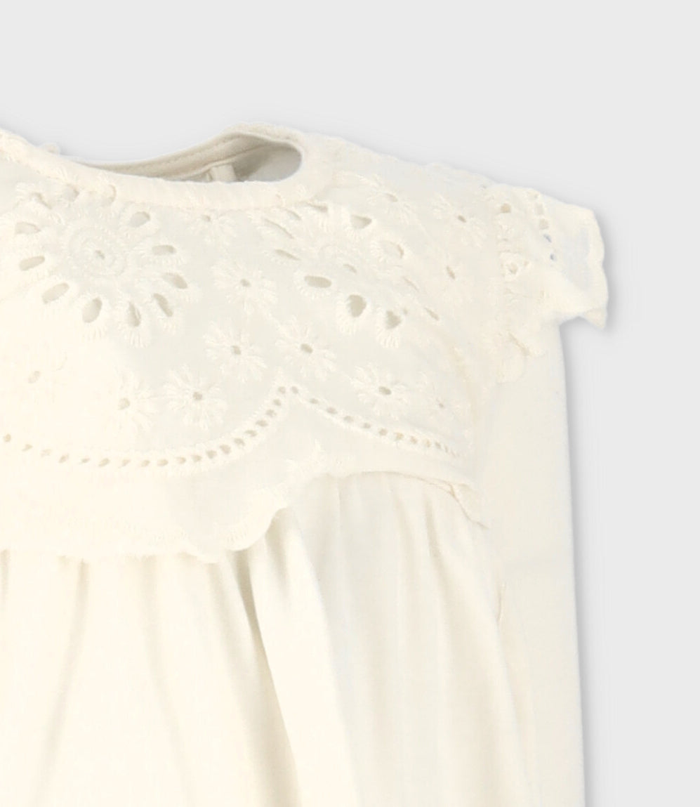 Polera bebé niña con broderie 3 meses / Blanco