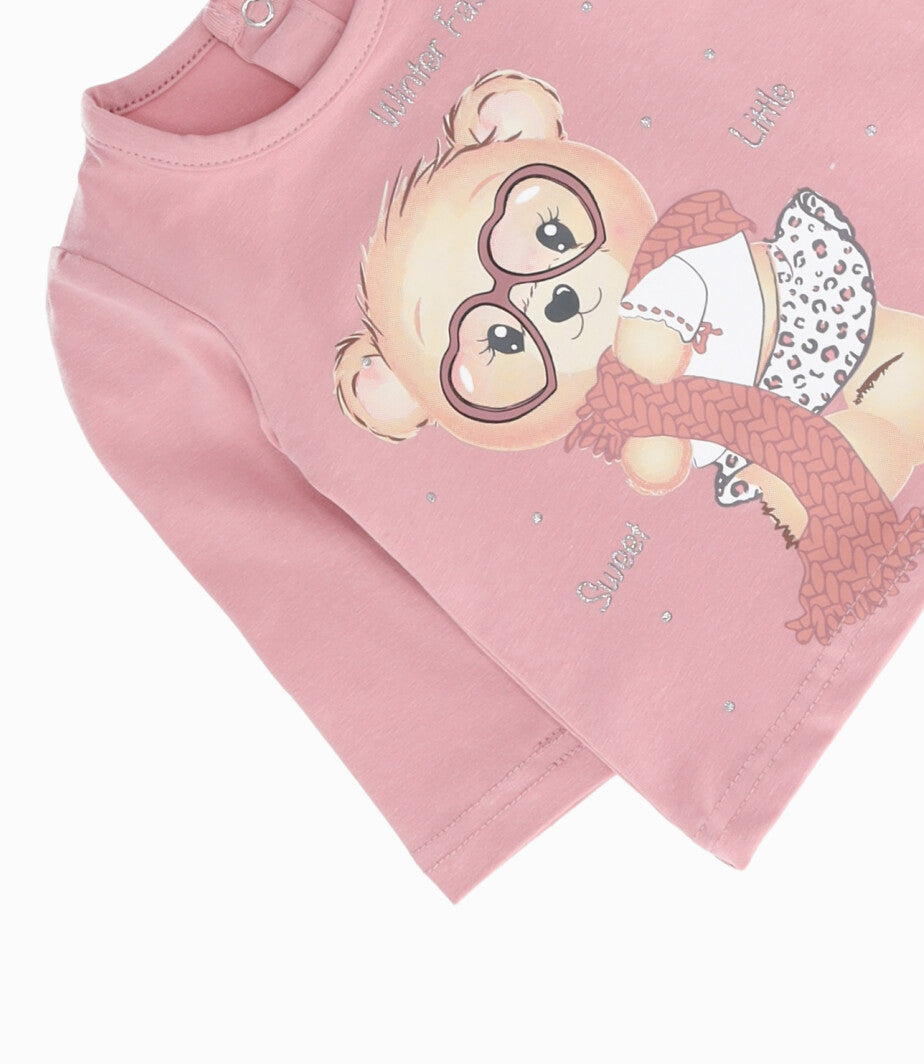 Polera bebé niña con osito 3 meses / Palo Rosa