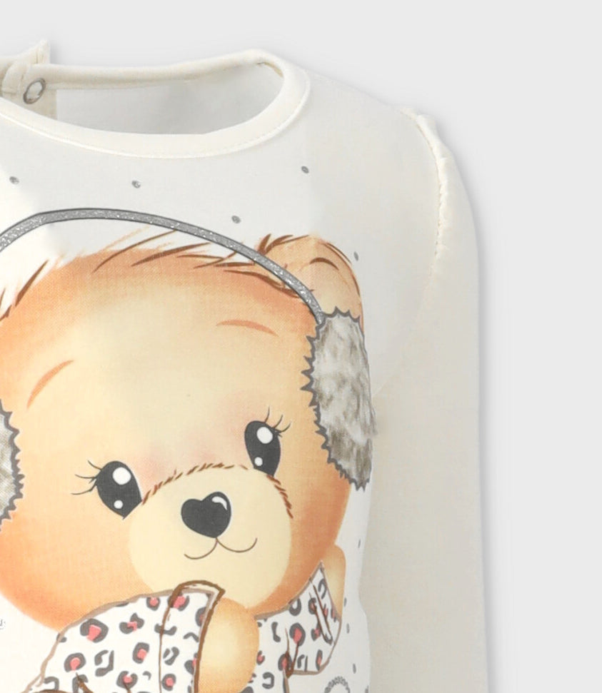 Polera bebé niña con osito 3 meses / Blanco