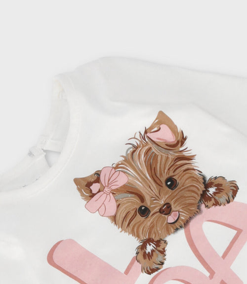 Polera bebé niña con perrito 3 meses / Blanco