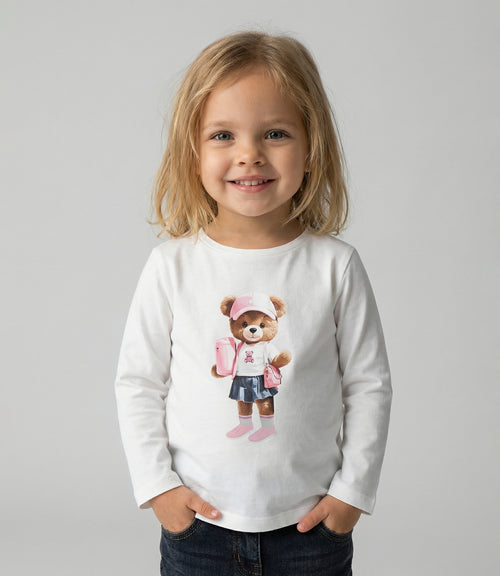 Polera bebé con oso 3 meses / Crudo