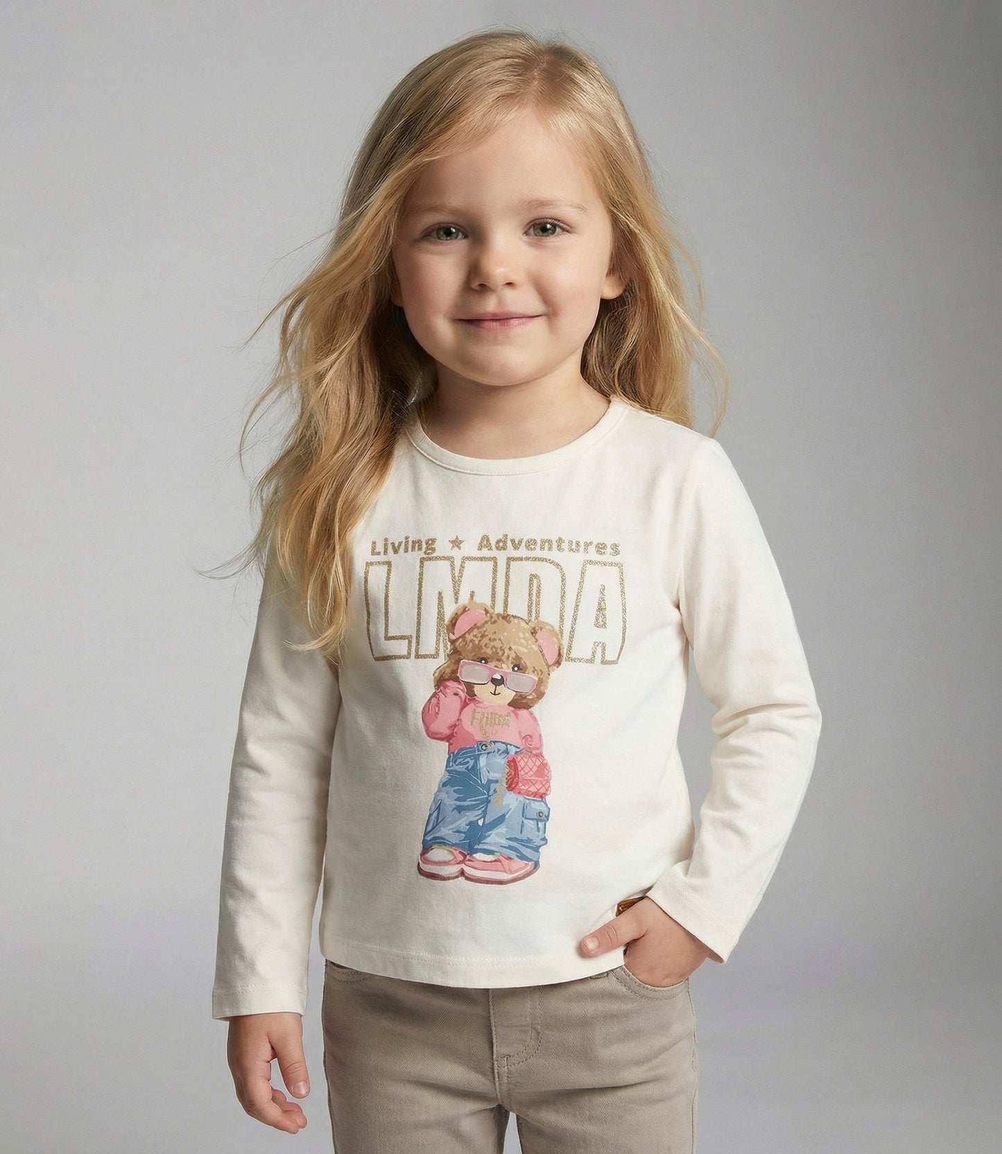 Polera bebé con oso 3 meses / Crudo