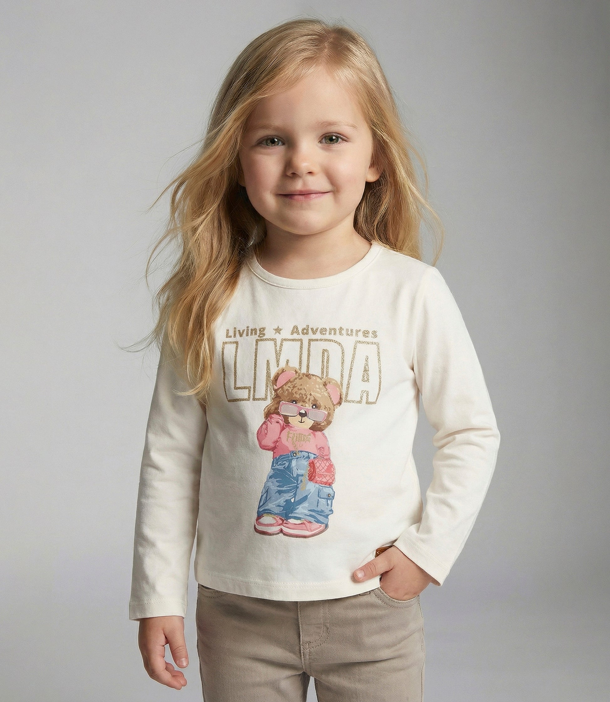 Polera bebé con oso 3 meses / Crudo