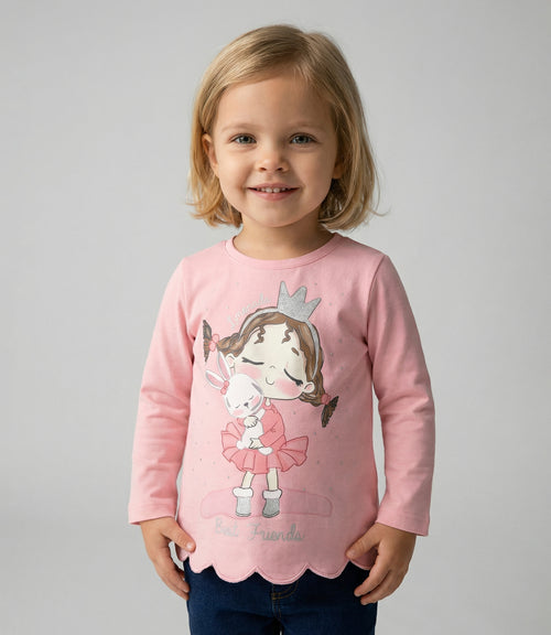 Polera bebé con conejo 3 meses / Rosado