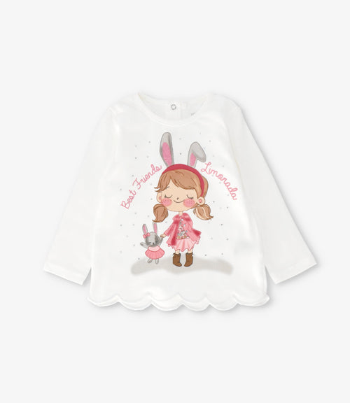 Polera bebé con conejo 3 meses / Crudo