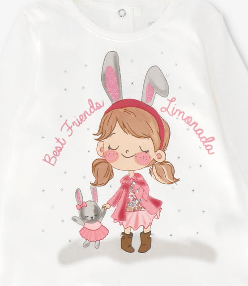 Polera bebé con conejo 3 meses / Crudo