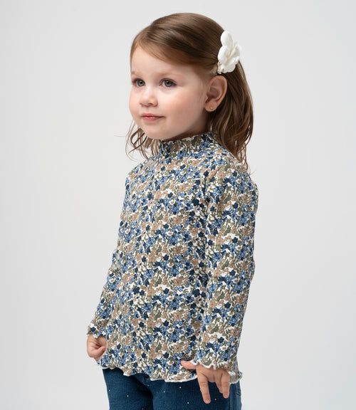 Polera bebé beatle floreado 3 meses / Azul Marino