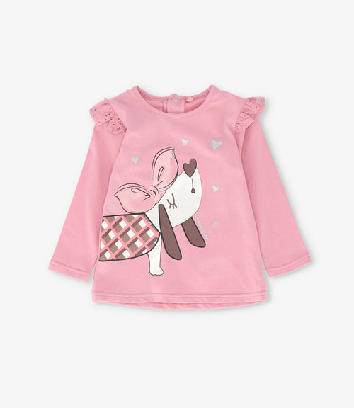 Polera bebé con perro 3 meses / Coral