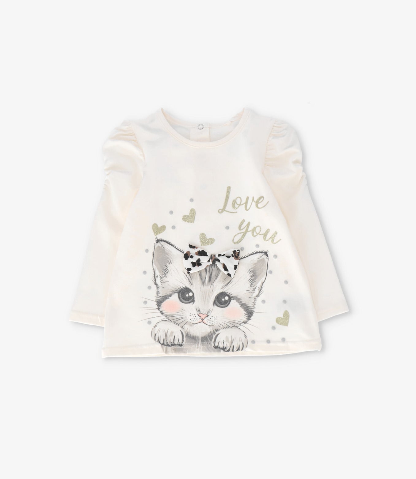 Polera bebé con gatito 3 meses / Crudo