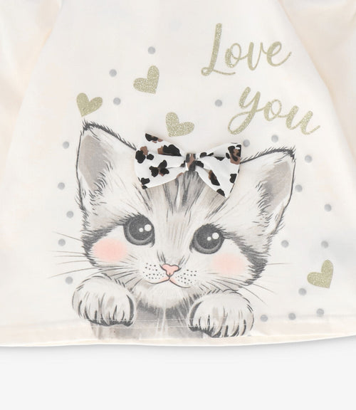 Polera bebé con gatito 3 meses / Crudo