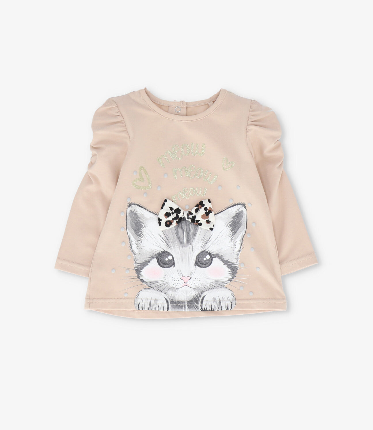 Polera bebé con gatito 3 meses / Beige