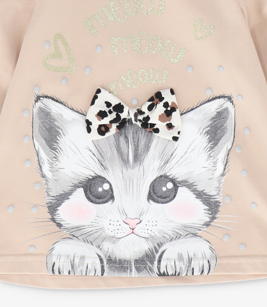 Polera bebé con gatito 3 meses / Beige