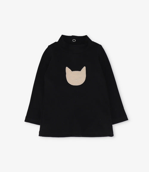 Polera bebé con gato 3 meses / Negro
