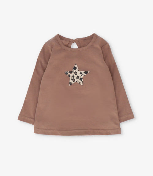 Polera bebé con estrella animal print 3 meses / Café
