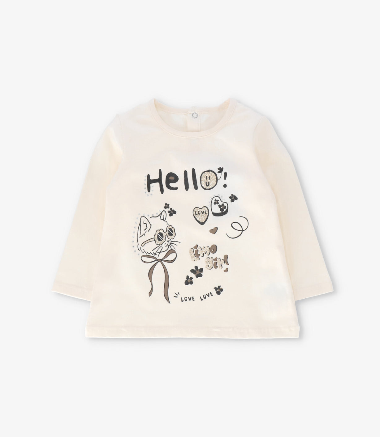 Polera bebé con gato 3 meses / Crudo
