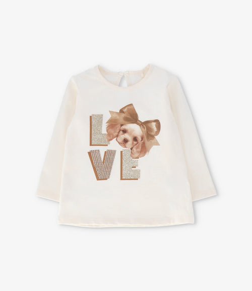 Polera bebé con perro 3 meses / Beige
