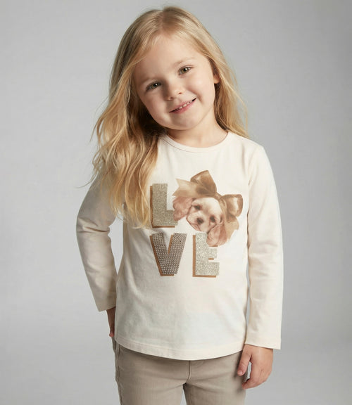 Polera bebé con perro 3 meses / Beige
