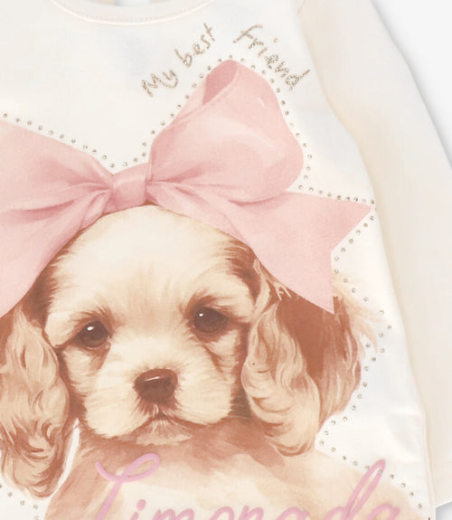 Polera bebé con perro 3 meses / Palo Rosa