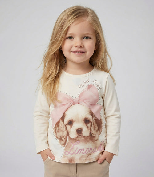 Polera bebé con perro 3 meses / Palo Rosa