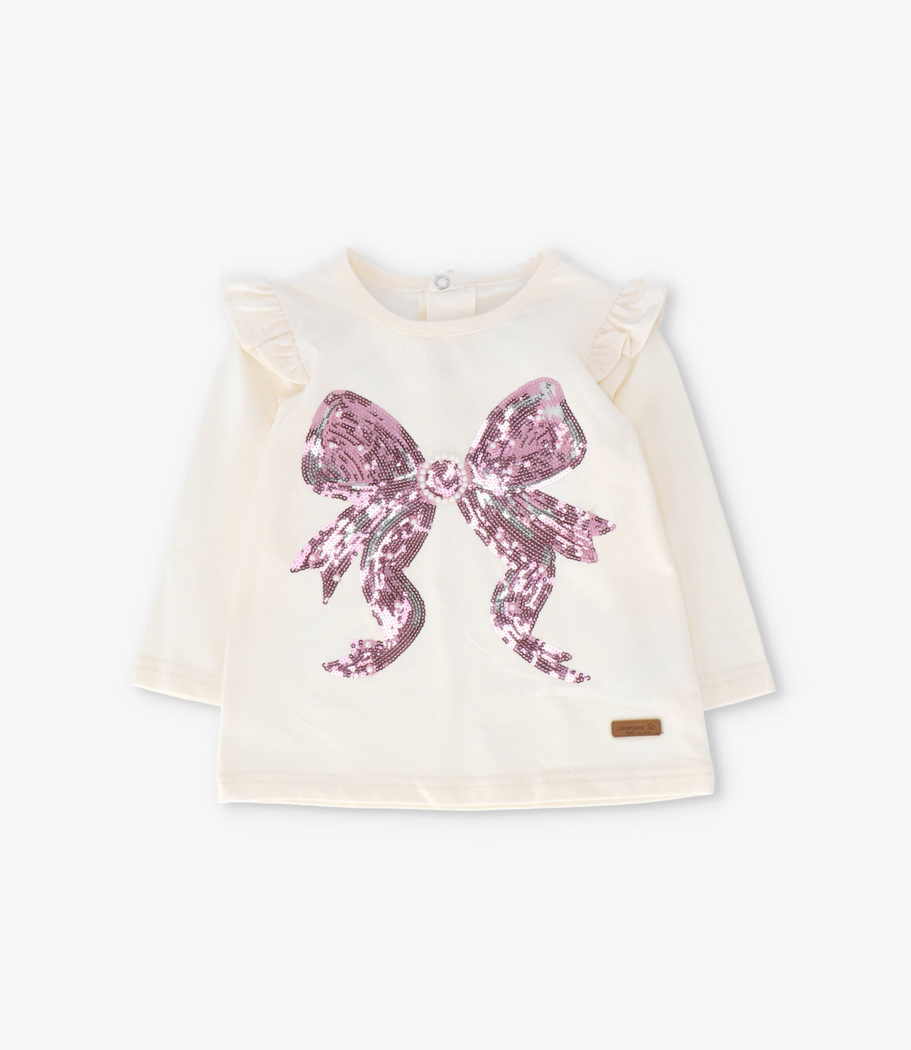 Polera bebé con lazo y vuelos 3 meses / Crudo
