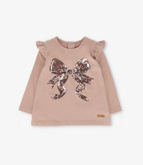 Polera bebé con lazo y vuelos 3 meses / Beige