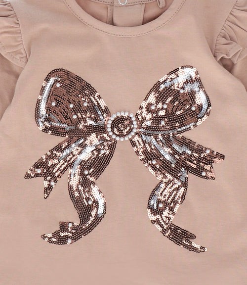 Polera bebé con lazo y vuelos 3 meses / Beige