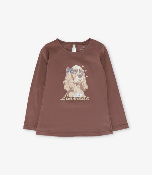 Polera bebé con perro 3 meses / Café