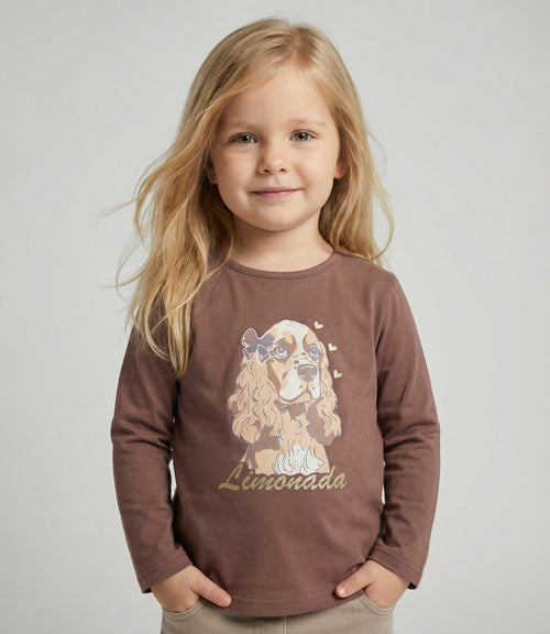Polera bebé con perro 3 meses / Café