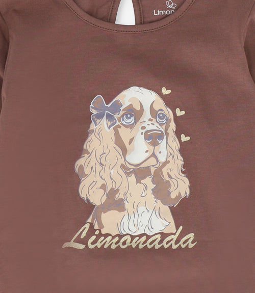 Polera bebé con perro 3 meses / Café
