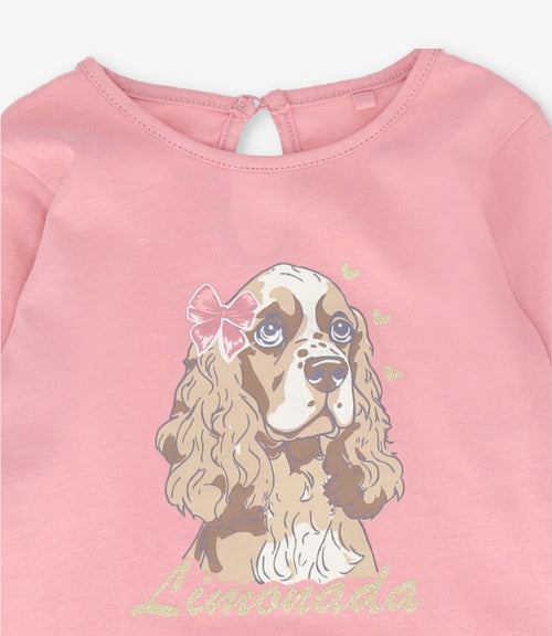 Polera bebé con perro 3 meses / Palo Rosa