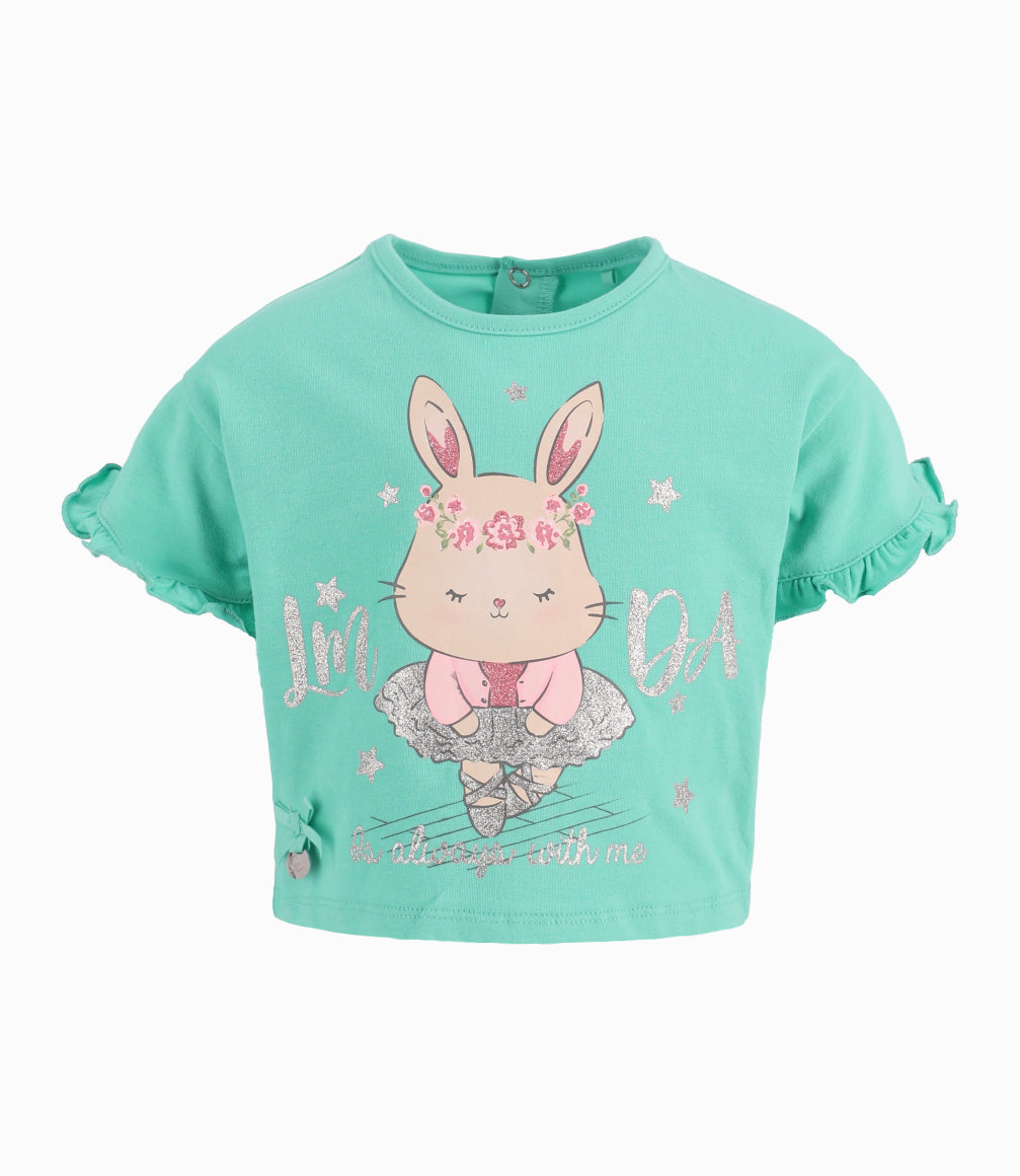 Polera Bebé Con Conejo 3 meses / Menta
