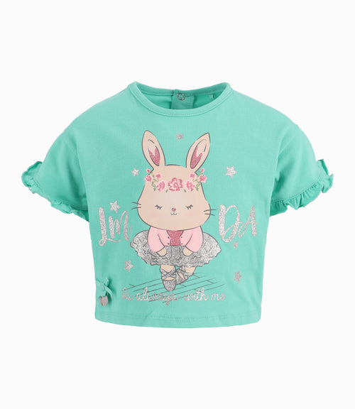 Polera Bebé Con Conejo 3 meses / Menta