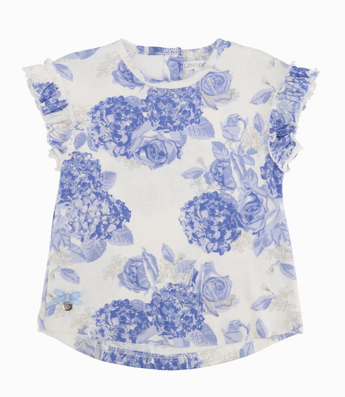 Polera Bebé Floreada 3 meses / Celeste