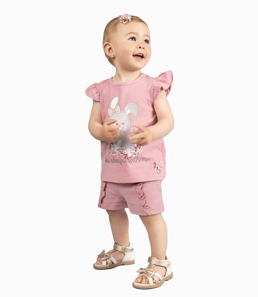 Polera Bebé Con Conejo 3 meses / Palo Rosa