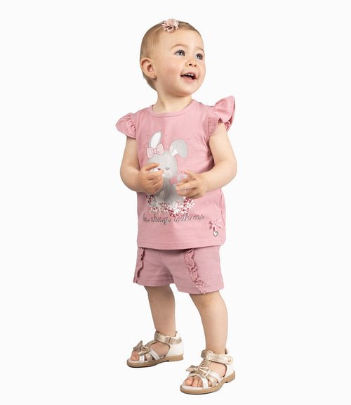 Polera Bebé Con Conejo 3 meses / Palo Rosa