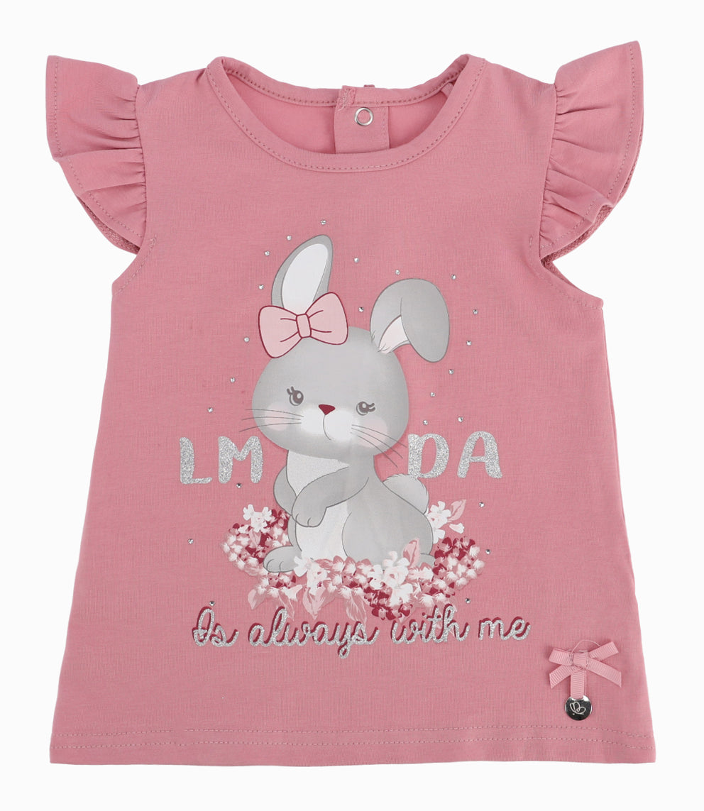 Polera Bebé Con Conejo 3 meses / Palo Rosa