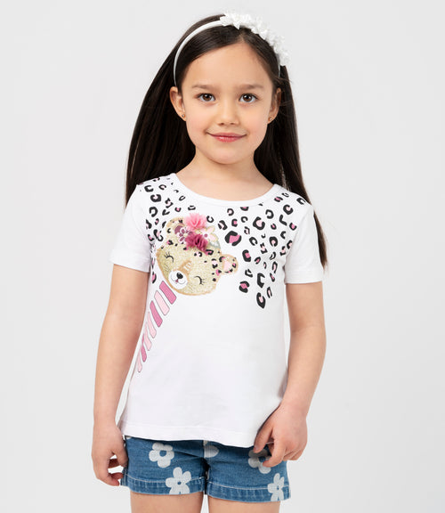 Polera bebé con leopardo 3 meses / Blanco