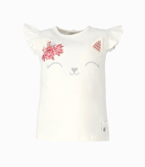 Polera bebé niña con gato 3 meses / Blanco