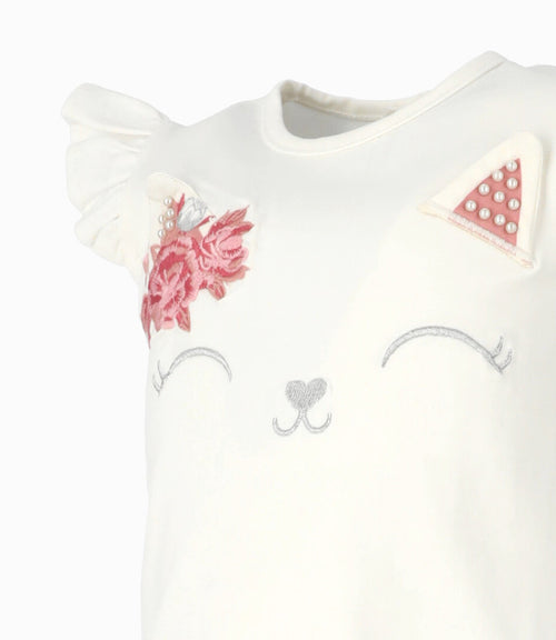 Polera bebé niña con gato 3 meses / Blanco