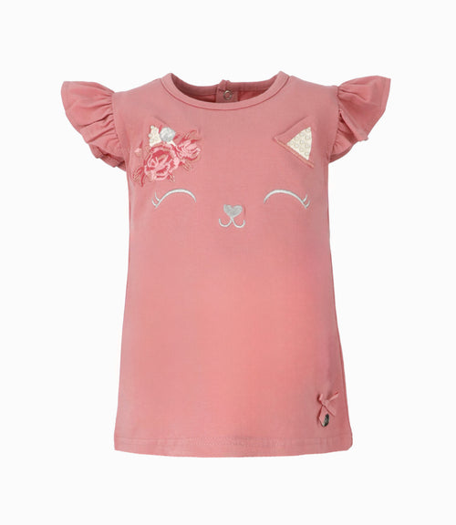 Polera bebé niña con gato 3 meses / Palo Rosa