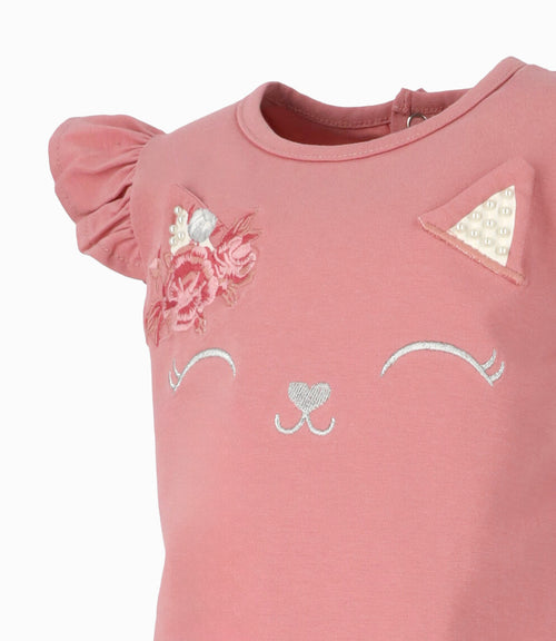 Polera bebé niña con gato 3 meses / Palo Rosa