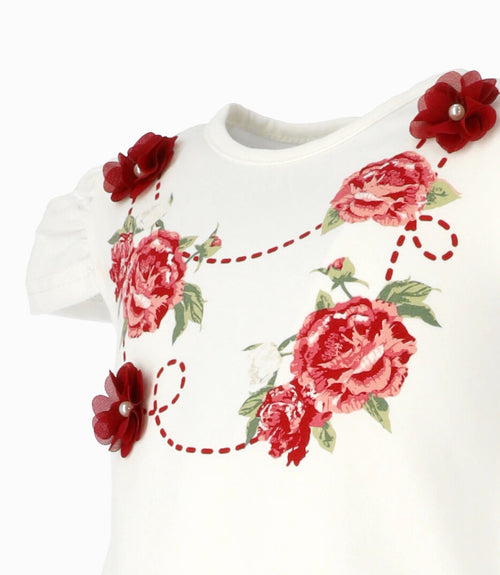 Polera bebé niña con flores 3 meses / Rojo