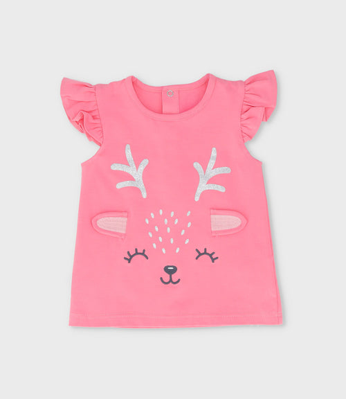 Polera bebé con ciervo 3 meses / Coral